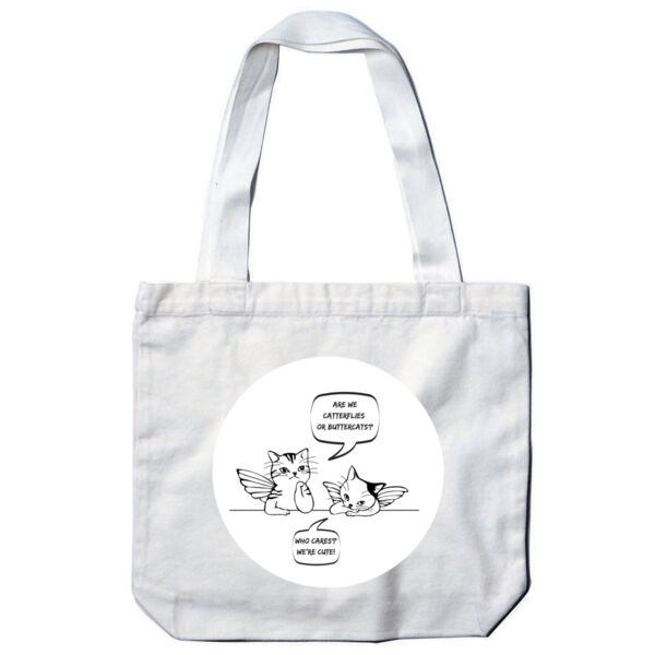 Catterflies vs Buttercats - Carrie Tote Bag (white/pink) Thumbnail